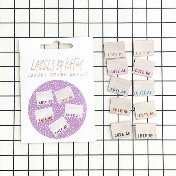 “CUTE AF” Woven Clothing Labels (Pack of 10)