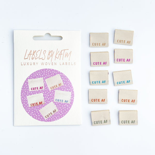 “CUTE AF” Woven Clothing Labels (Pack of 10)
