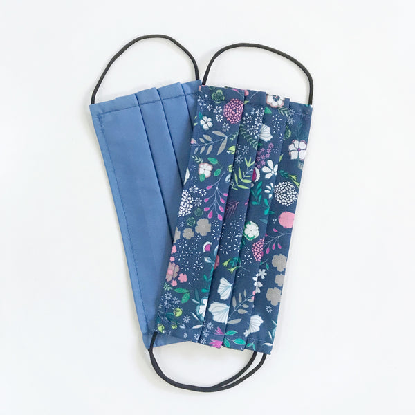 Fabric Face Mask 100% Premium Cotton (Pack of 2 Blue)