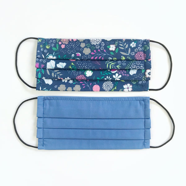 Fabric Face Mask 100% Premium Cotton (Pack of 2 Blue)