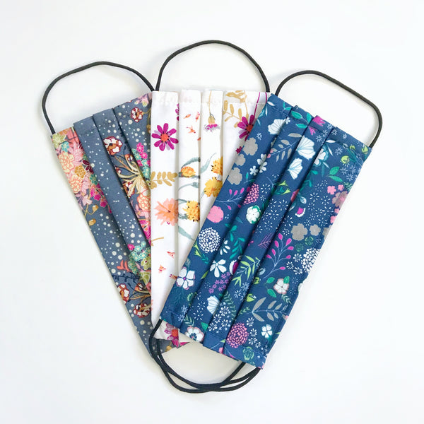 Fabric Face Mask 100% Premium Cotton (Pack of 3 Fireworks Florals)