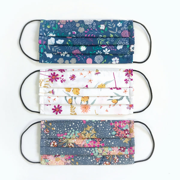 Fabric Face Mask 100% Premium Cotton (Pack of 3 Fireworks Florals)