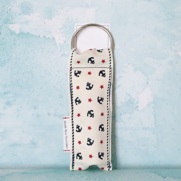 Sailor Anchors Lip Balm Holder in White