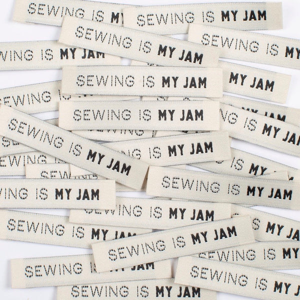 “SEWING IS MY JAM” Woven Clothing Labels (Pack of 8)