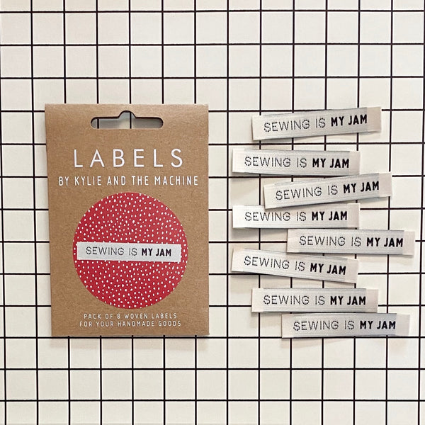 “SEWING IS MY JAM” Woven Clothing Labels (Pack of 8)