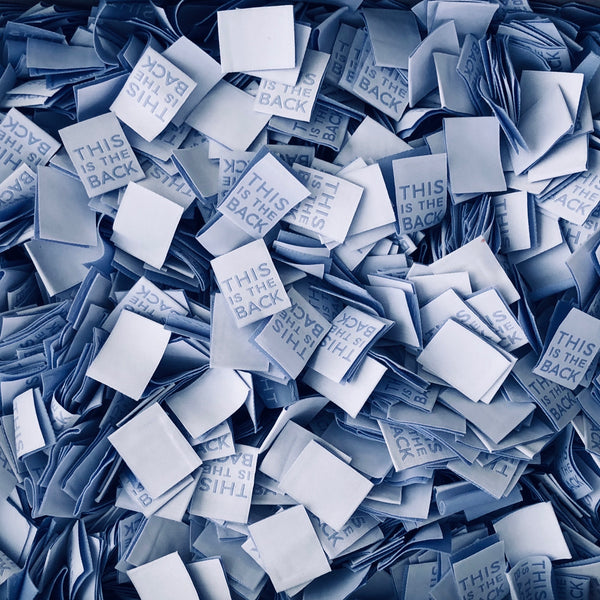 “THIS IS THE BACK” Woven Clothing Labels (Pack of 8)