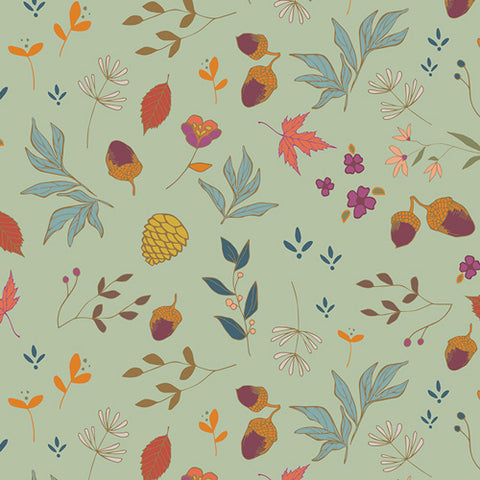 AGF Woven - Acorns and Pinecones Mint, Autumn Vibes Collection