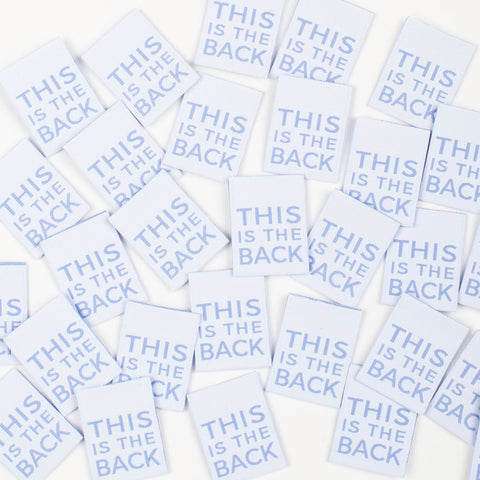 “THIS IS THE BACK” Woven Clothing Labels (Pack of 8)