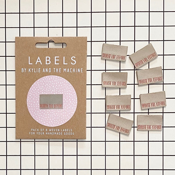 “WORTH THE EFFORT” Woven Clothing Labels (Pack of 8)