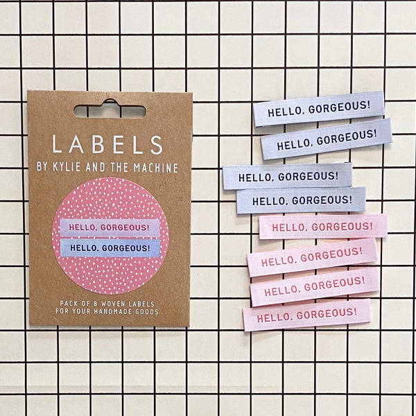 “HELLO GORGEOUS” Woven Clothing Labels (Pack of 8)
